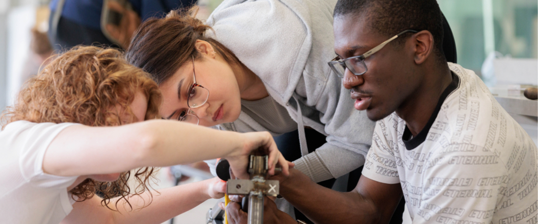 Students working in a lab.