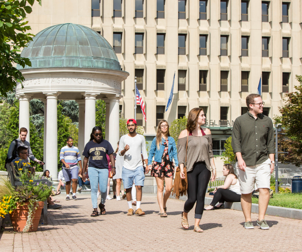 Students in Kogan Plaza