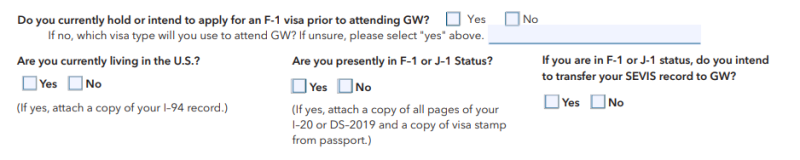 The second part of the financial certificate, asking for visa information