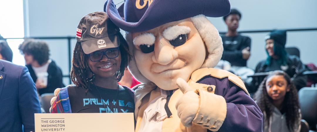 George Mascot and future GW student